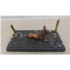 Image 2 : Antique Copper and Brass Desk Pen Set with Marble Base -Excellent Condition