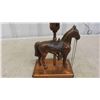 Image 3 : Antique Copper Lamp Western Horse 12'' High with Shade -Works 