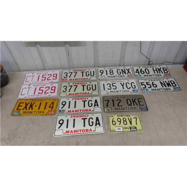 Vintage Manitoba License Plates - Includes 3 Matching Pairs - All Clean and Very Good Condition
