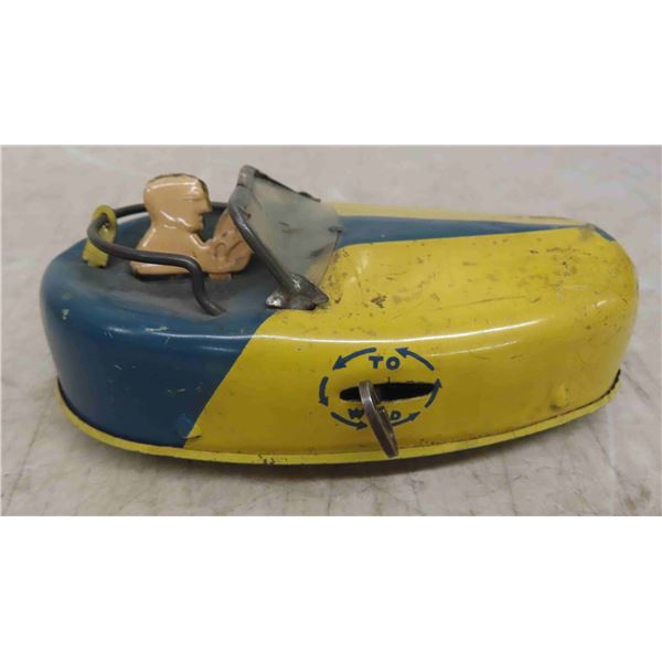 Antique Tin Wind Up Toy , Works - Patent Number on Underside , Very Interesting