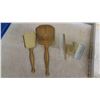 Image 2 : Vintage Brush, Mirror and Comb Set , 3 Piece Baby Set, Sewing Basket (Has Broken 