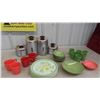 Image 1 : Vintage 4 Piece Canister Set , 25 Pieces of Plastic Tableware