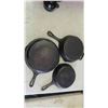 Image 2 : 3 Cast Iron Frying Pans Largest is 10''