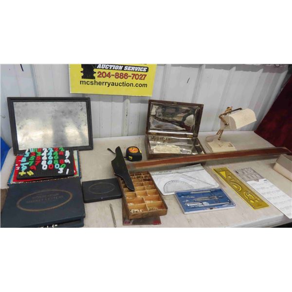 Drafting Tools , Lettering of All Sizes (Some Magnetic)