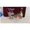 Image 1 : Hand Painted Pitcher, Vase and 2 Wine Glasses