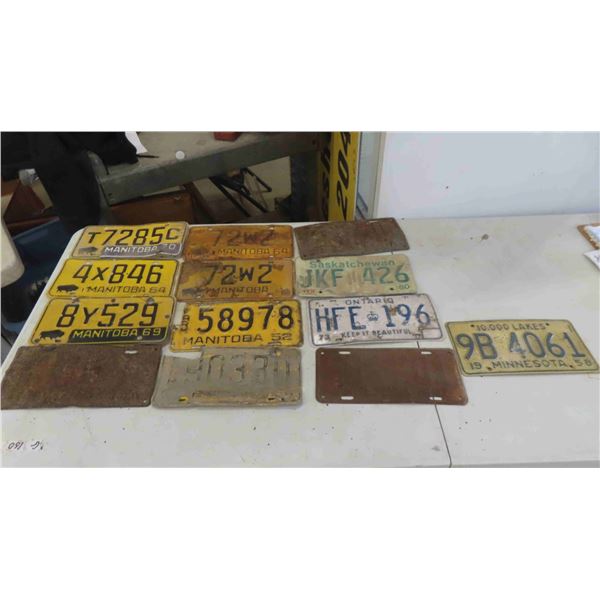 (13) License Plates : Manitoba 1952, 1964, 1969 , Minnesota 1947, 1958 & Others