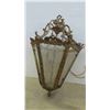 Image 1 : Vintage Hanging Brass and Glass Lantern Style Light Fixture 19'' Tall
