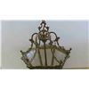 Image 3 : Vintage Hanging Brass and Glass Lantern Style Light Fixture 19'' Tall