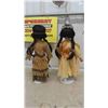 Image 2 : 4 Indigenous Dolls: (2) 16'' Porcelain with Stands , (1) 8'' Porcelain In Its Box Stand