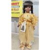 Image 4 : 4 Indigenous Dolls: (2) 16'' Porcelain with Stands , (1) 8'' Porcelain In Its Box Stand