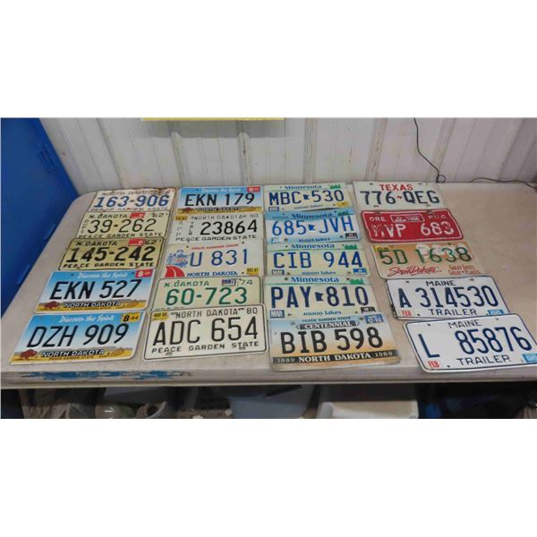 20 American License Plates 1950s-90s : Texas, North Dakota, Minnesota, 