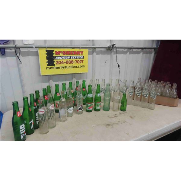 (24) 6.5 Fl. Oz.  Coke Bottles , (31) Pop Bottles : 7UP, Orange Crush, Pepsi,