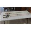 Image 1 : 3 Vintage Fishing Rods, 1 Has Major Rod and Daiwa 1050 Reel , 1 Has Shakespeare 