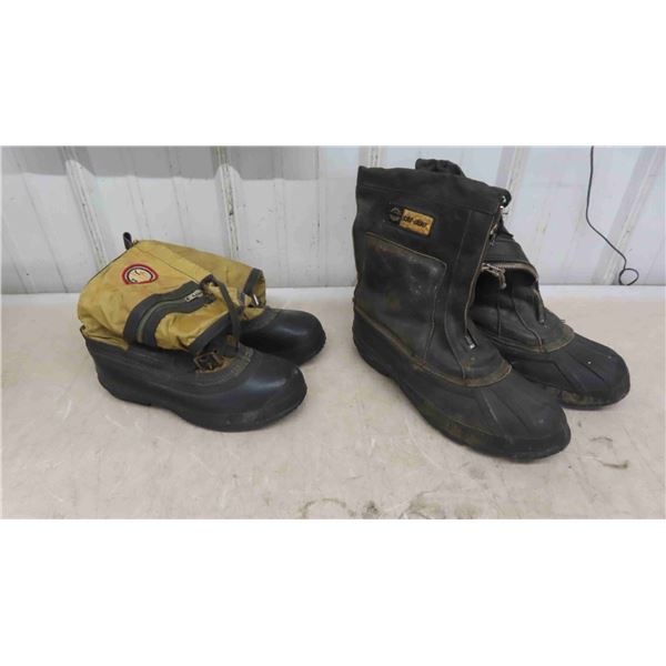 2 Pairs of Vintage Ski Doo Boots No Size Marked, Soles Measure 11 1/4'' &