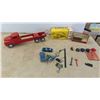 Image 1 : Vintage Metal Truck Frame , Corgi Diecast Car , Matchbox Double Decker Bus in Box, 