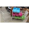 Image 1 : Toy Organizer with Bins 33 3/4'' x 11 1/2'' x 31'' , Wire 3 Shelf Organizer 15'' x 12 1/4'' x 30'' 