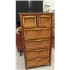 Image 1 : Wicker and Wood Stand with 6 Drawers 15 3/4'' x 23'' x 43 3/4'' 