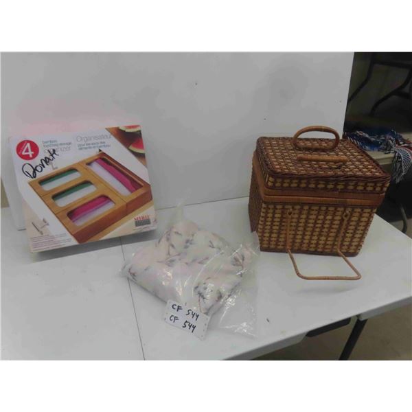 Wicker Picnic Baskets, Shower Curtain, Bamboo Food Bag Storage