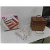 Image 1 : Wicker Picnic Baskets, Shower Curtain, Bamboo Food Bag Storage