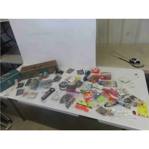 Fishing Box with Lures, Jigs, Weights, Hooks, Line & More 