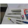 Image 6 : Wood Clamp, Tape Measure, New Circular Blade, Squares, Chisels
