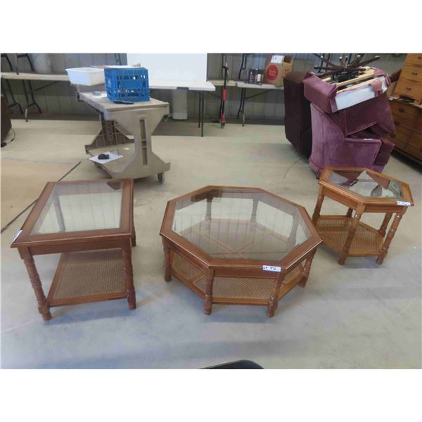 3 Piece Coffee Table Set: Coffee Table 14 1/2'' x 38'' Across , End Table
