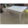 Image 4 : Vintage Painted Table with Drawer 29'' x 42'' x 27'' , 3 Painted Chairs 