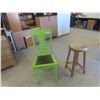 Image 1 : Wood Stool , Painted Dining Room Chair 