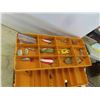 Image 4 : Fishing Tackle Box Partially Full of Lures, Hooks, Line, Jigs, Fishing Net 