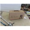 Image 7 : Fishing Tackle Box Partially Full of Lures, Hooks, Line, Jigs, Fishing Net 