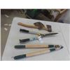 Image 1 : Axe, Hedge Trimmer, Pruners, 3 Tomato Cages 