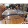 Image 1 : Wrought Iron Coffee Table with Glass Top 20'' x 46'' x 30'' 