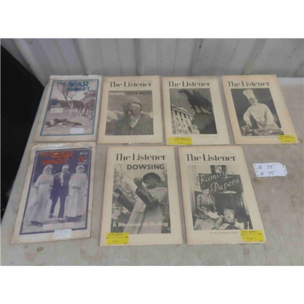 War Years 'The Listener' Paper 'War Budget' 1914 , 1938/39