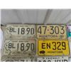 Image 2 : 11 License Plates: Manitoba 1946 & 1971, Ontario, 3 License Plate Frames