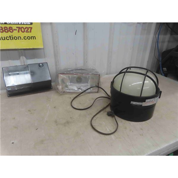 3 Commercial Exterior Lights - 2 are New Old Stock