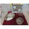 Image 1 : Oval Vanity Mirror Tray 16 1/2'' x 12'' , Kitchen Tray, Basket, Plus