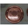 Image 5 : 2 Copper Plates 13 3/4'' & 12 1/4'' , 2 Brass Light Fixtures