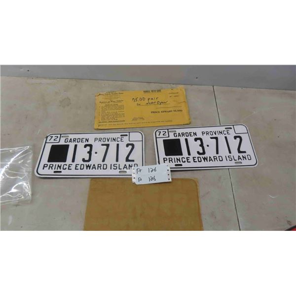 Set of 1972 PEI License Plates with Original Envelope, Was Never Used