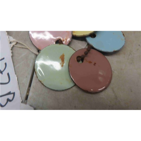 5 Pieces of Vintage Porcelain Store Paint Samples 1 1/2'' Diameter Each