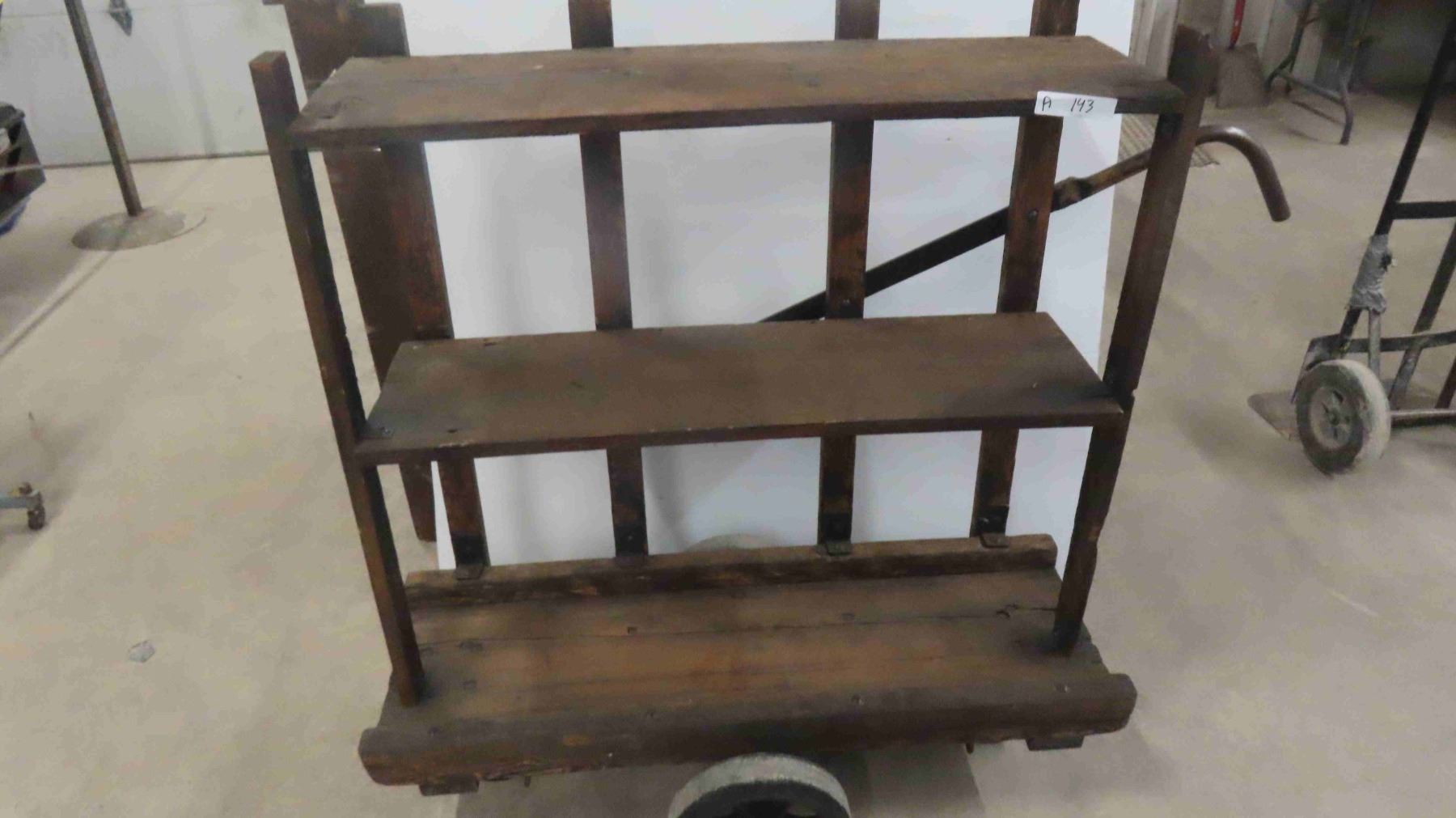Rustic Warehouse Dolly/Open Shelf Combination 45'' x 38'' x 18''
