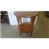 Image 1 : Oak Accent Table with Scalloped Edge 29'' Tall x 24'' Diameter