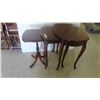 Image 1 : Set of 3 Mahogany Nesting Tables with Queen Anne Legs, Largest Measures