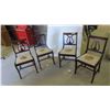 Image 1 : Set of 4 Lyre Back Mahogany Chairs with Needle Point Seats - 1 Lyre Repaired 