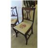 Image 2 : Set of 4 Lyre Back Mahogany Chairs with Needle Point Seats - 1 Lyre Repaired 