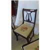 Image 3 : Set of 4 Lyre Back Mahogany Chairs with Needle Point Seats - 1 Lyre Repaired 