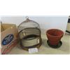 Image 1 : Copper Bird Cage with Flower Pot Insert