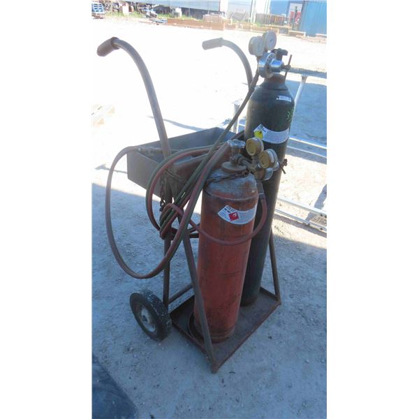 Acetyline Torches with Gauges, Hoses & Cart