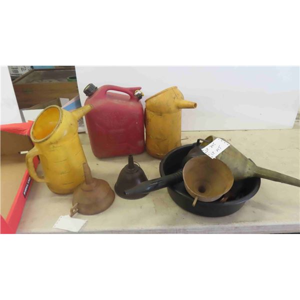 Gas Cans, Funnels, Oil Jugs
