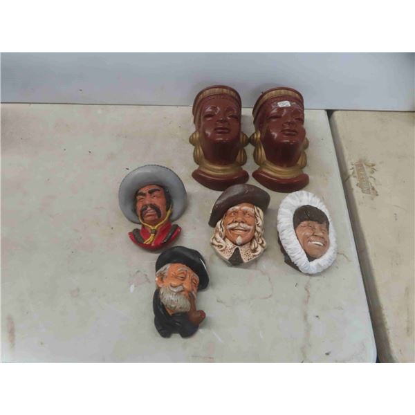 6 Chalkware Wall Hangers