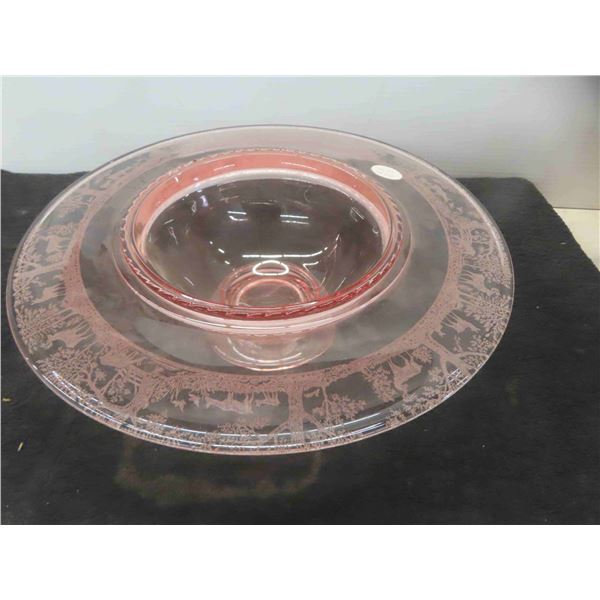 Pink Depression Glass Serving Bowl